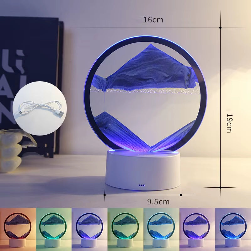 LED moving sand art lamp with 7 colors, 3D sandscape for unique home decor and calming ambiance