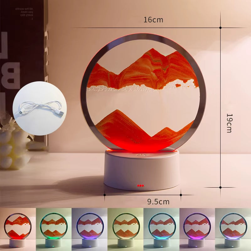 LED moving sand art lamp with 7 colors and quicksand design for unique home decor and night lighting