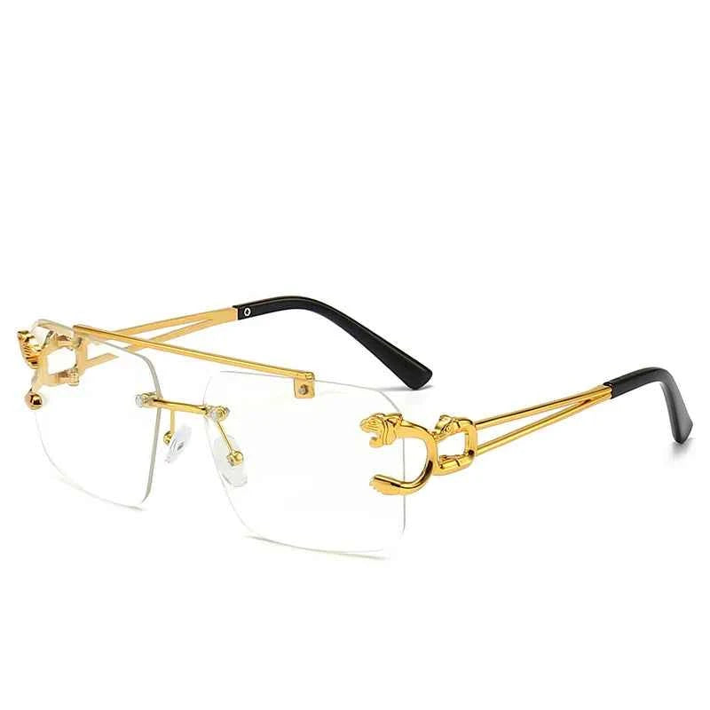 Luxury Rimless Sunglasses with Gold Accents