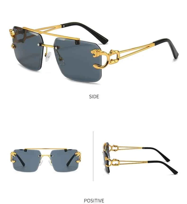 Luxury Rimless Sunglasses with Gold Accents