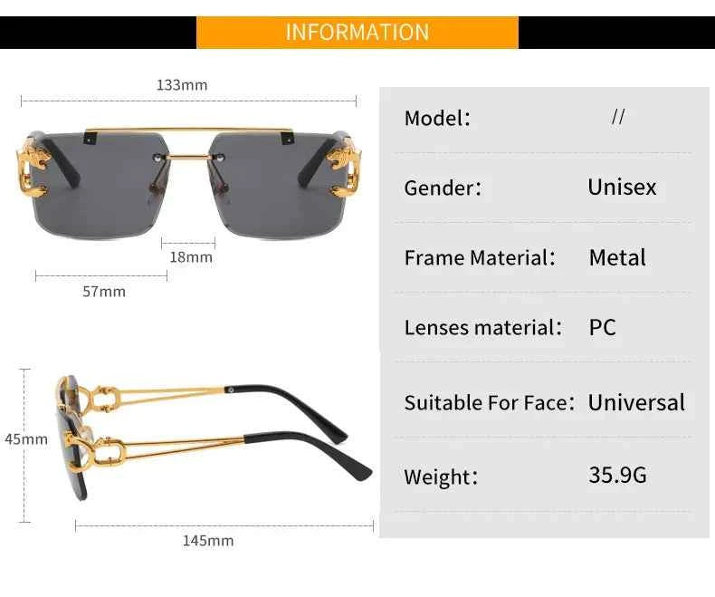 Luxury Rimless Sunglasses with Gold Accents