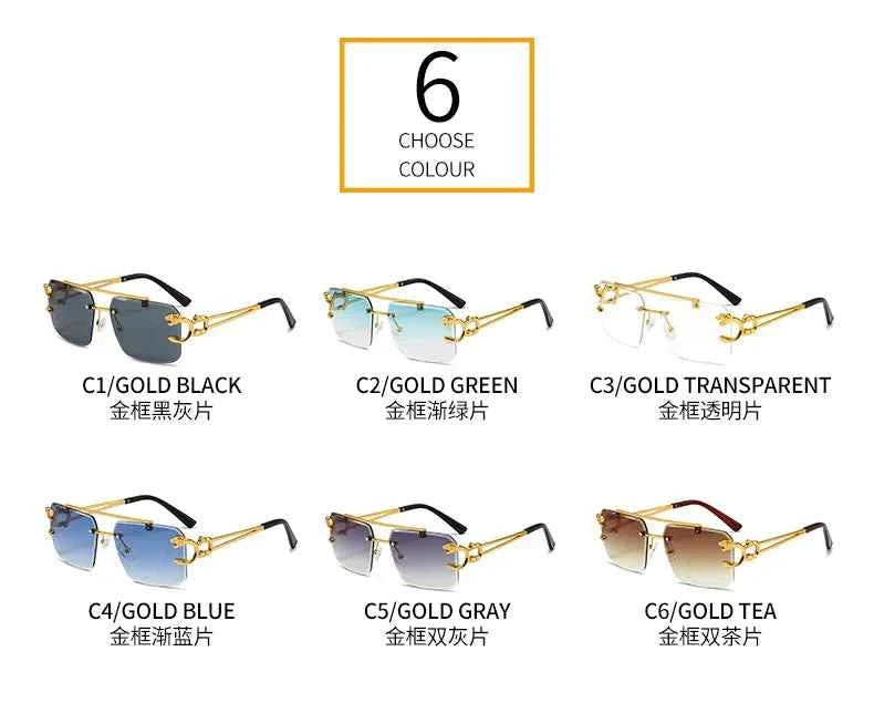 Luxury Rimless Sunglasses with Gold Accents