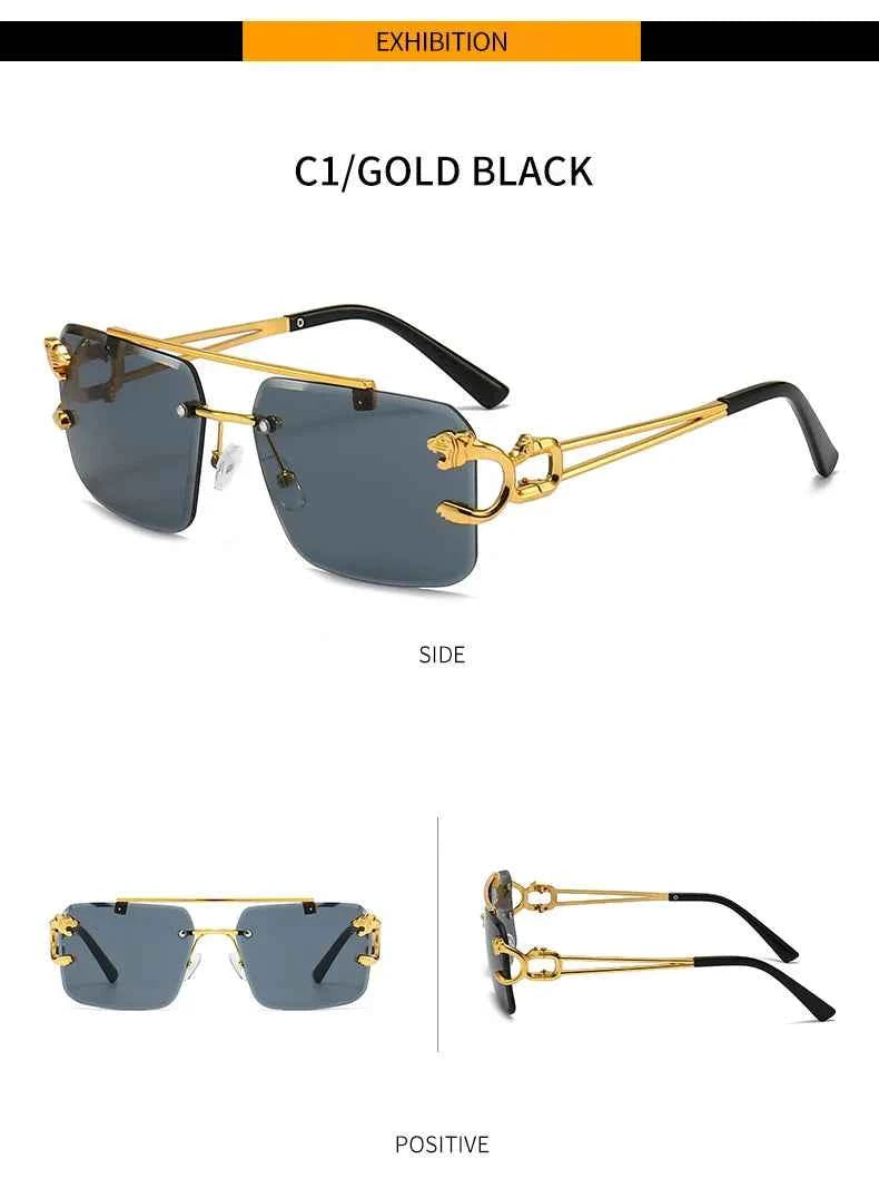 Luxury Rimless Sunglasses with Gold Accents