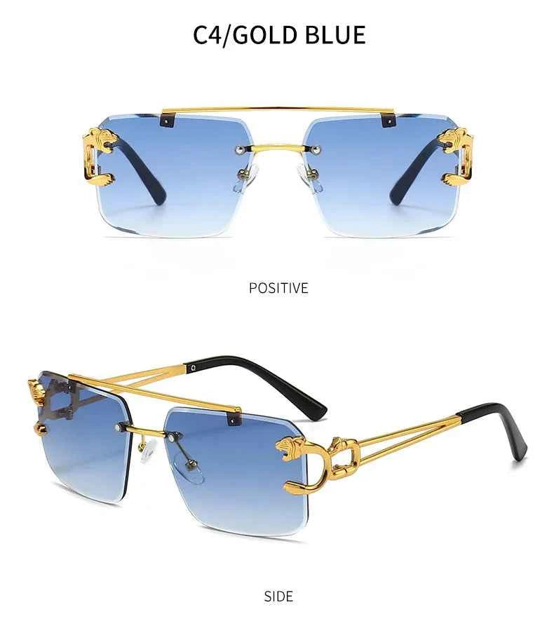 Luxury Rimless Sunglasses with Gold Accents