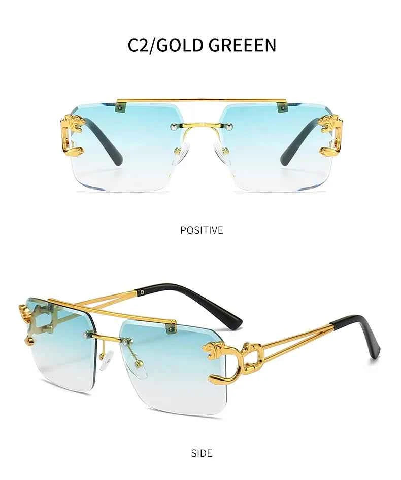 Luxury Rimless Sunglasses with Gold Accents