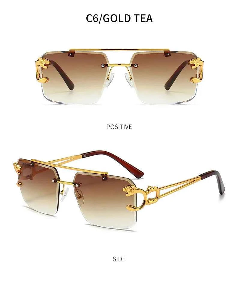 Luxury Rimless Sunglasses with Gold Accents