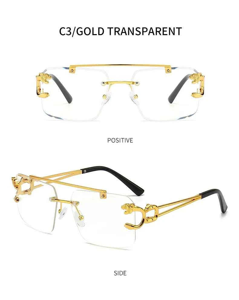 Luxury Rimless Sunglasses with Gold Accents