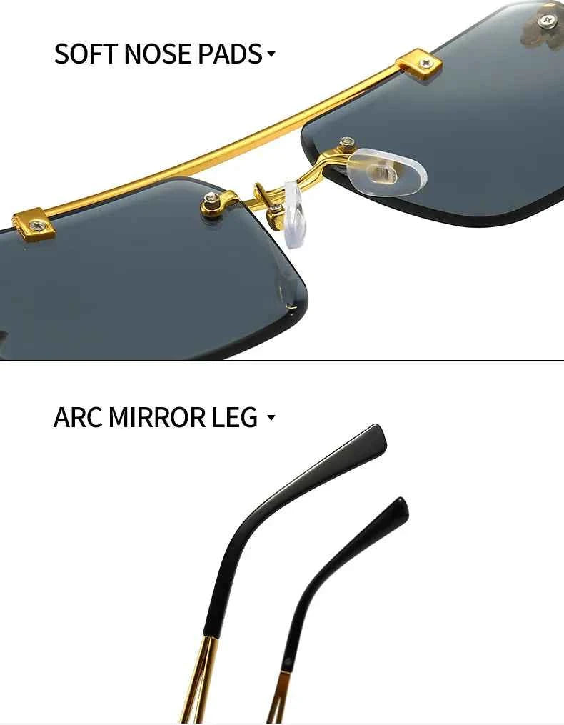 Luxury Rimless Sunglasses with Gold Accents