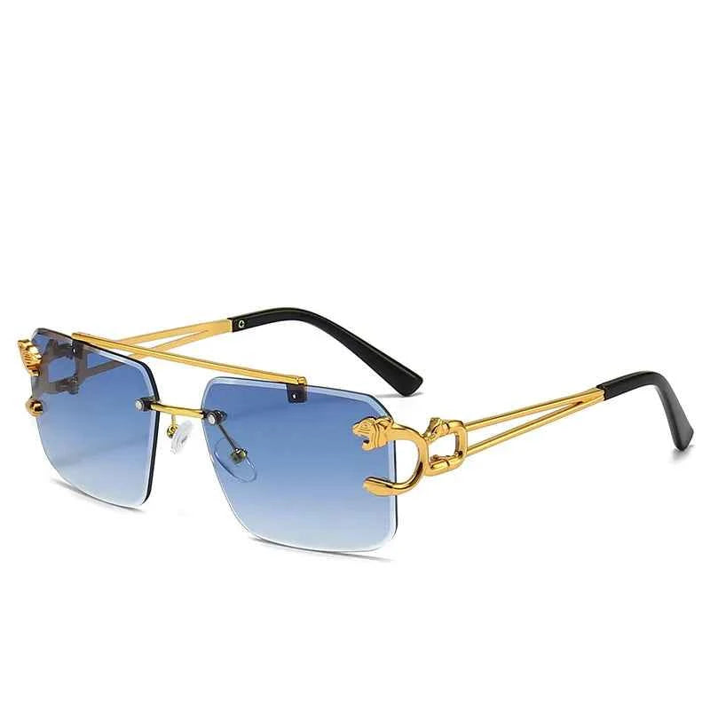 Luxury Rimless Sunglasses with Gold Accents