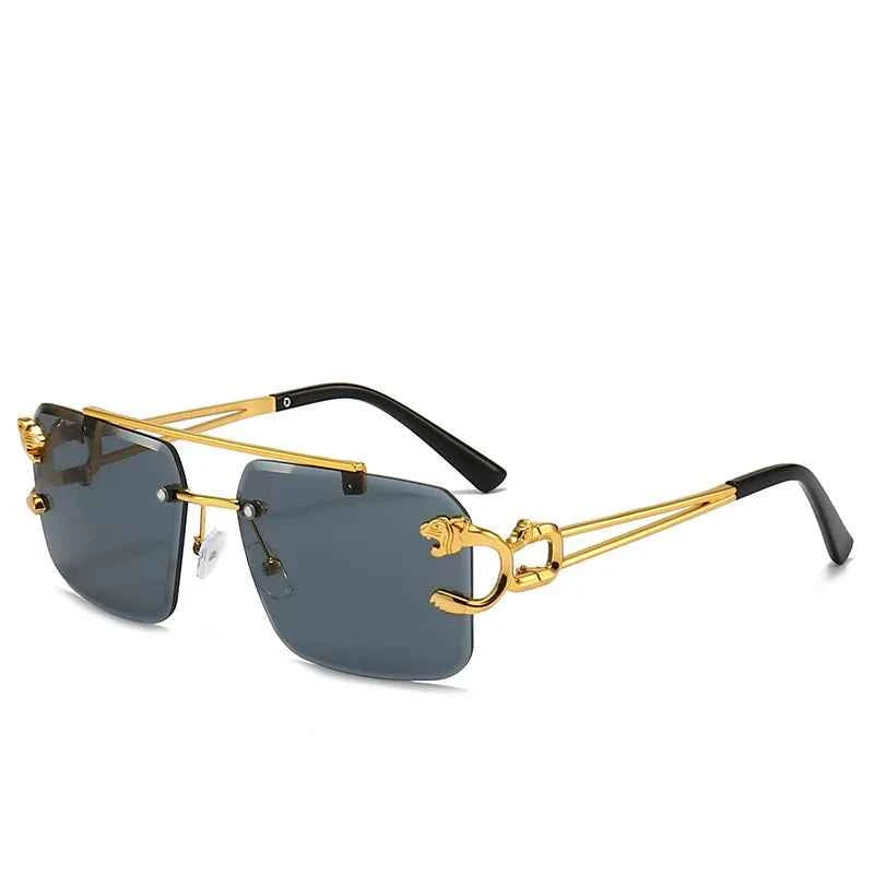 Luxury Rimless Sunglasses with Gold Accents