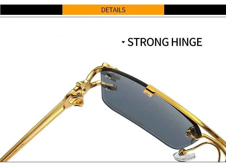 Luxury Rimless Sunglasses with Gold Accents