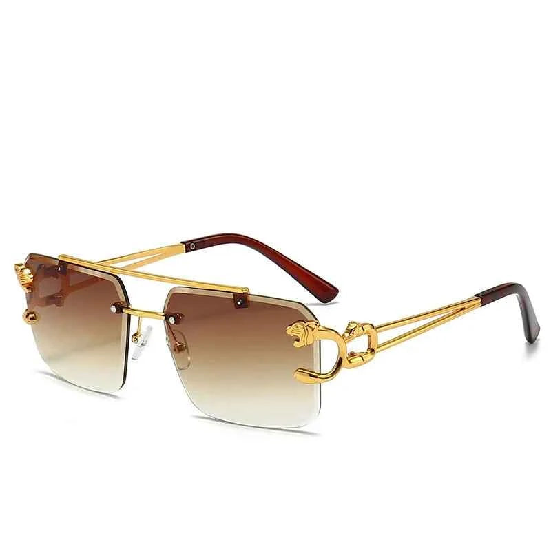 Luxury Rimless Sunglasses with Gold Accents