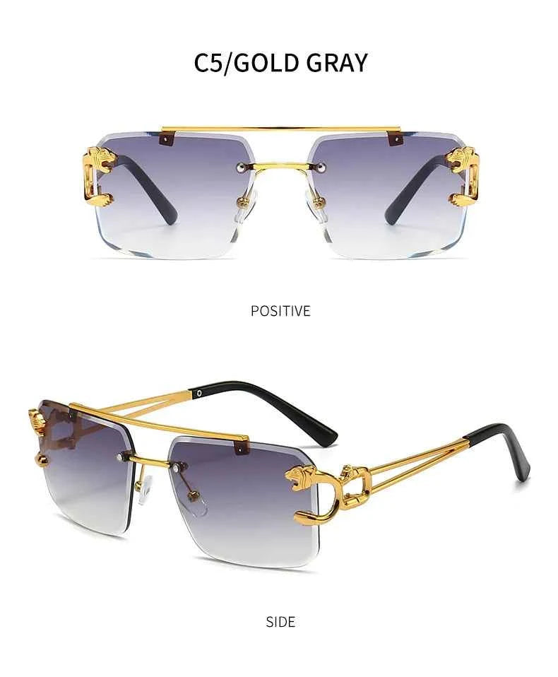 Luxury Rimless Sunglasses with Gold Accents