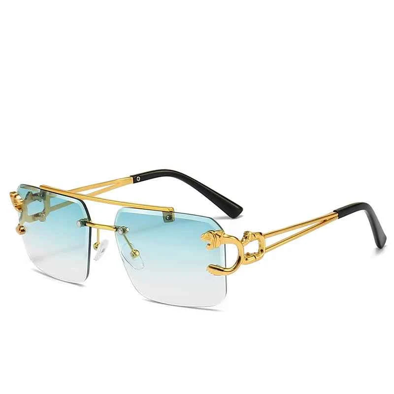 Luxury Rimless Sunglasses with Gold Accents