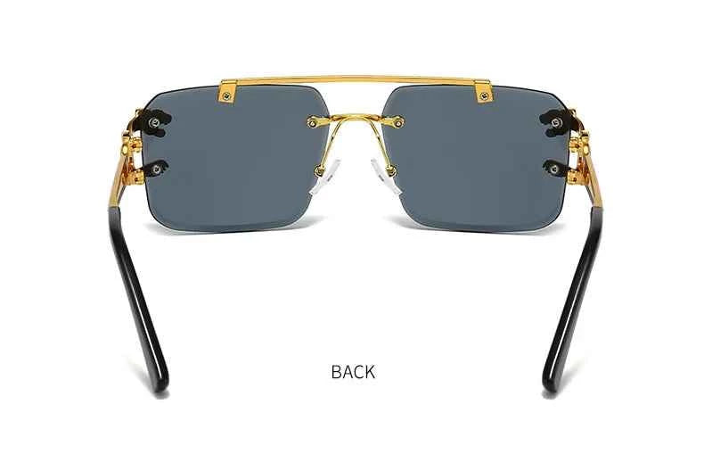 Luxury Rimless Sunglasses with Gold Accents