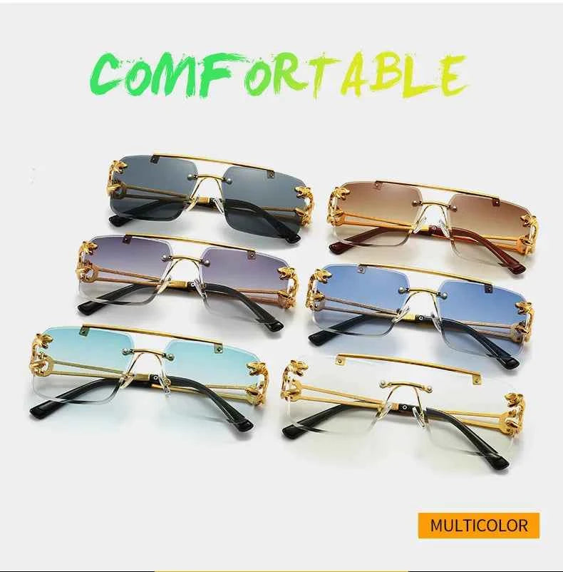 Luxury Rimless Sunglasses with Gold Accents