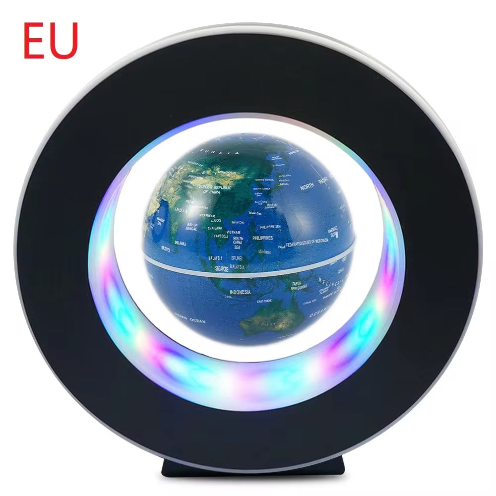 Magnetic levitation world map globe with LED light, rotating and floating for unique bedside decor