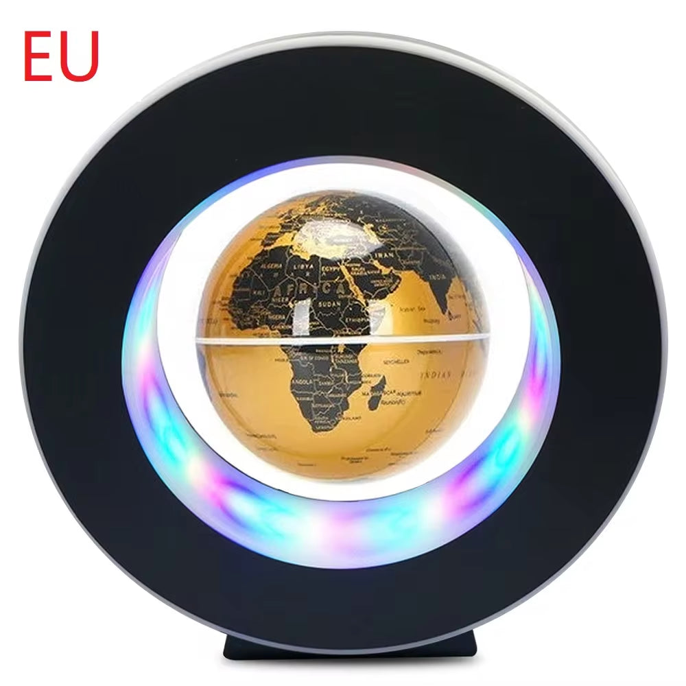 Magnetic levitation world map globe lamp with LED lighting, rotating design for unique home decor