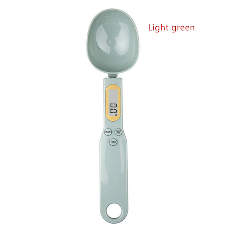 VaultHaus mini electronic spoon scale in light green, ideal for accurate food measurements in the kitchen