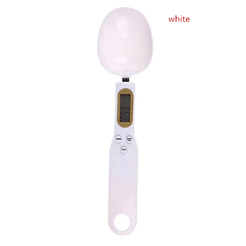 Mini electronic spoon scale with LCD display, designed for precise food measuring in a compact design.