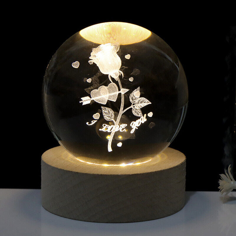 Crystal Planetary Galaxy Night Light with Glowing Astronaut Ball Decor, perfect as a planetary bedside lamp