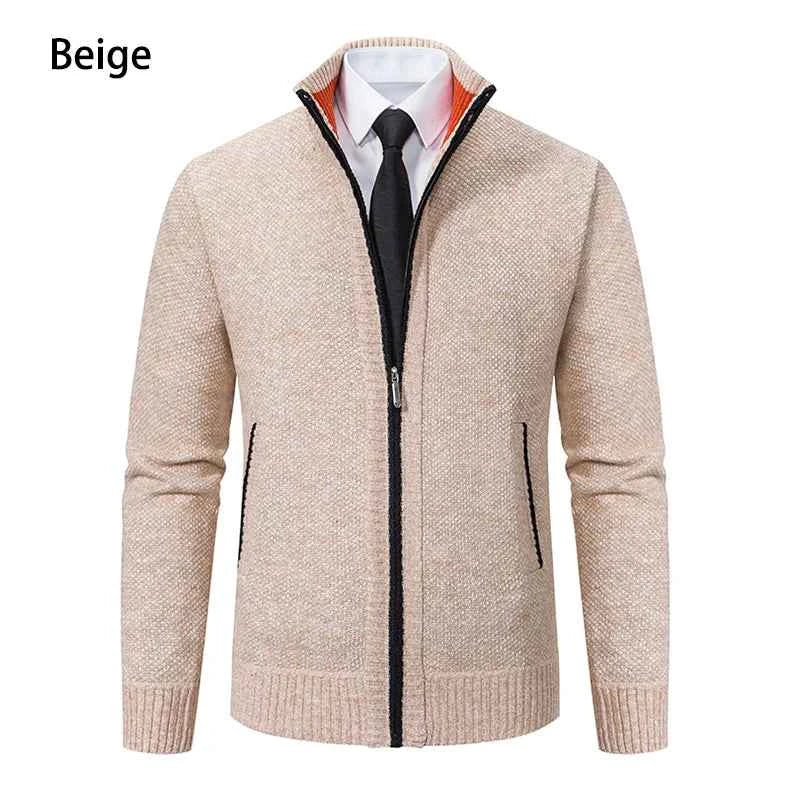 Solid Color Men's Fleece Sweater - Stylish Comfort