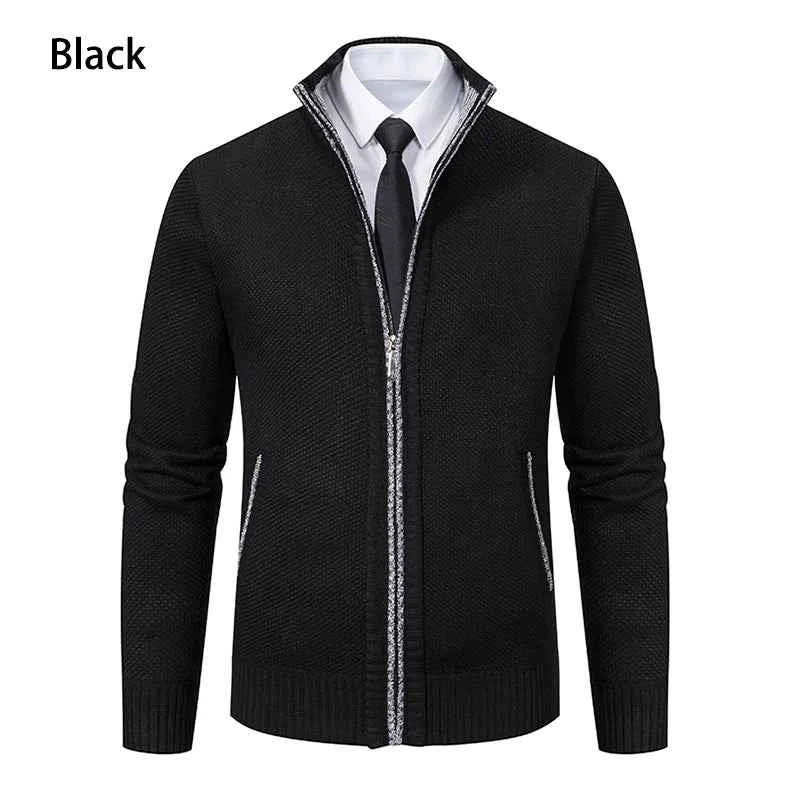 Solid Color Men's Fleece Sweater - Stylish Comfort