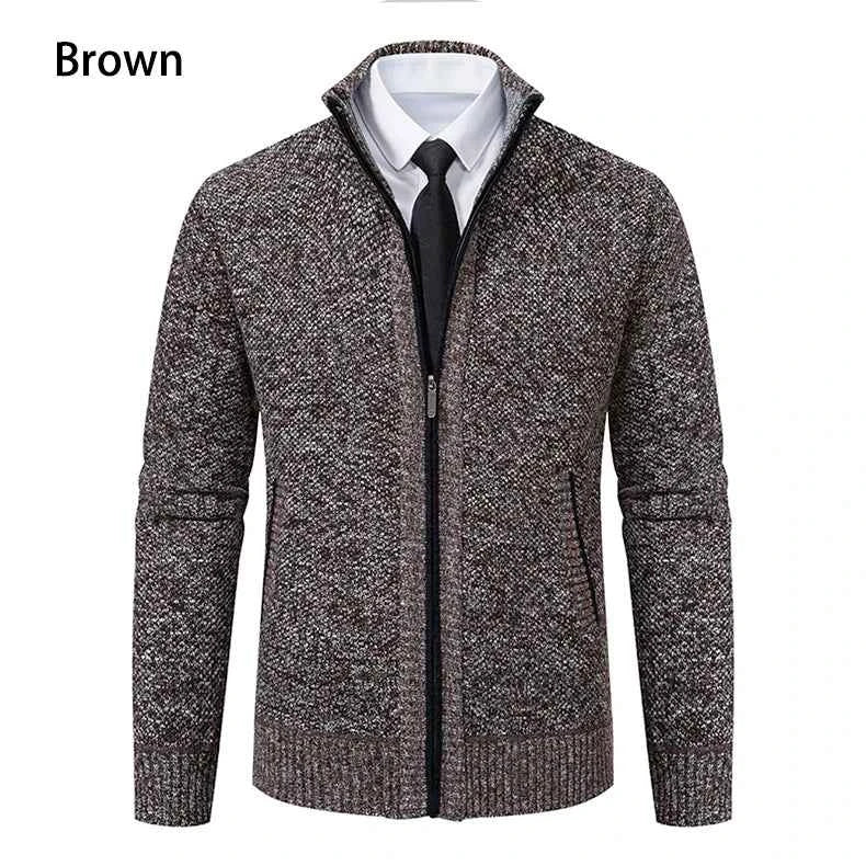 Solid Color Men's Fleece Sweater - Stylish Comfort
