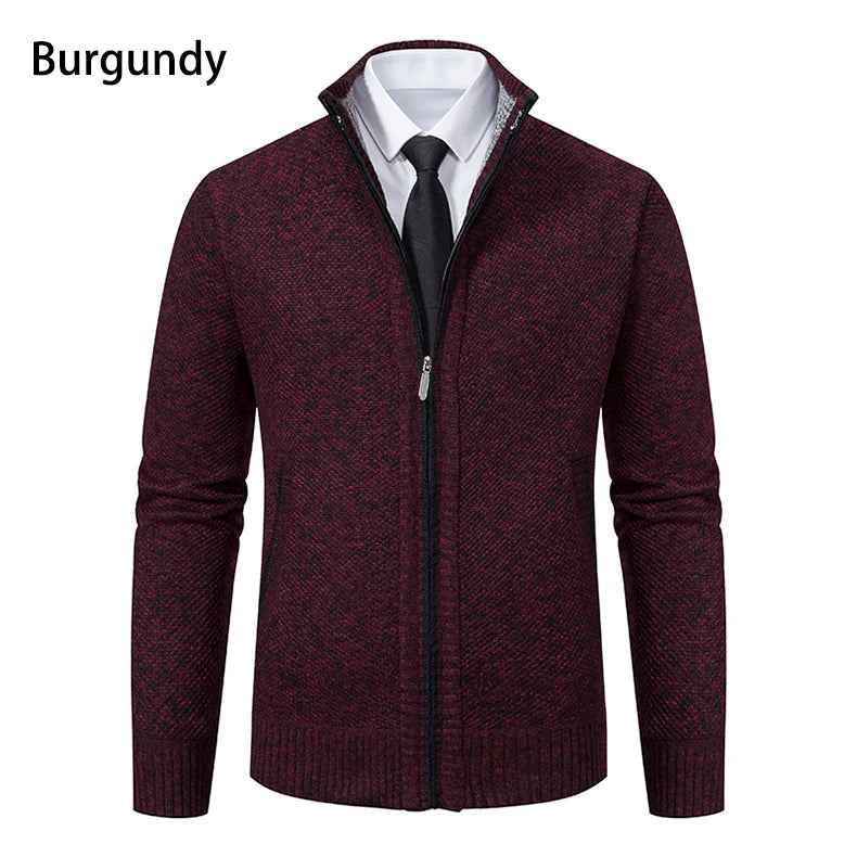 Solid Color Men's Fleece Sweater - Stylish Comfort