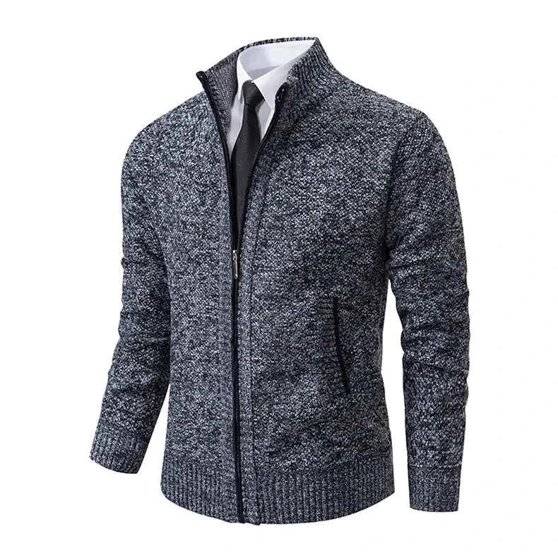 Solid Color Men's Fleece Sweater - Stylish Comfort