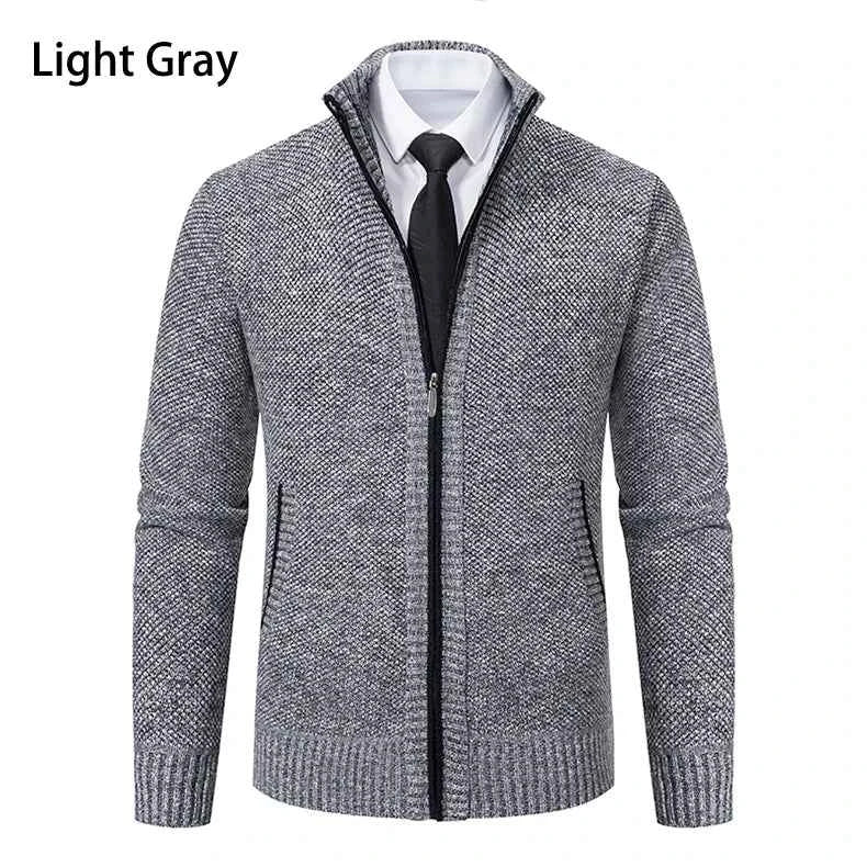 Solid Color Men's Fleece Sweater - Stylish Comfort