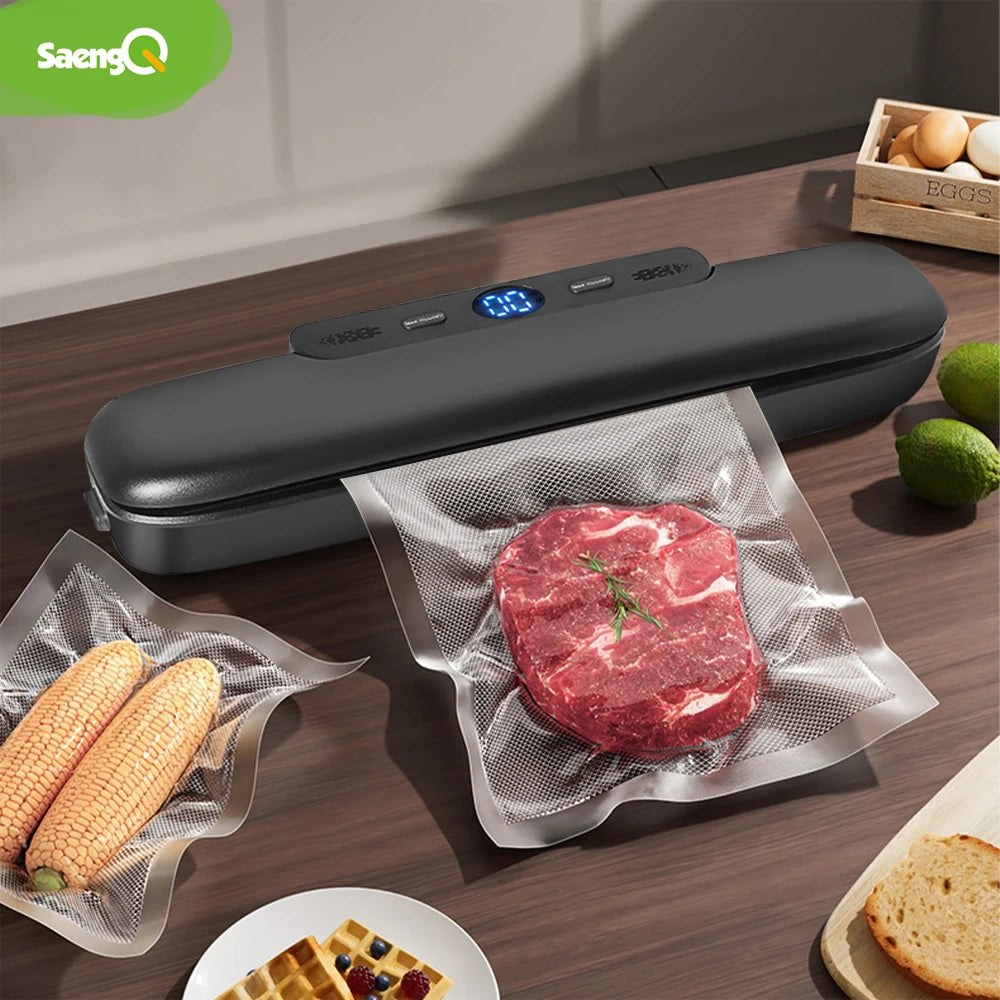 VaultHaus vacuum sealer with bags included packaging fresh meat and vegetables for effective food storage