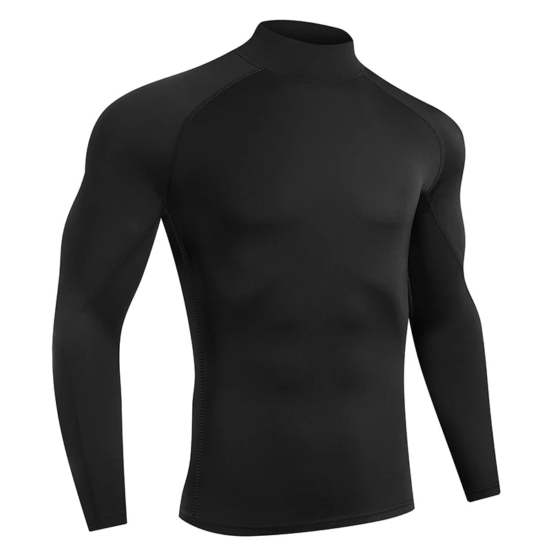 VaultHaus compression gym shirt for men in black with a sleek, fitted design for optimal performance