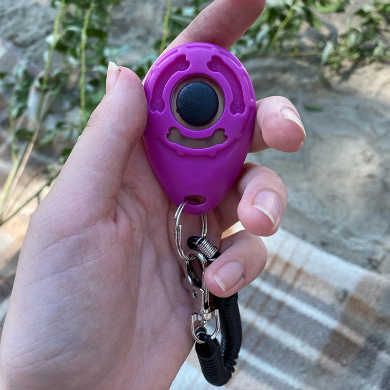 Purple VaultHaus dog training clicker with button and keychain for effective pet training