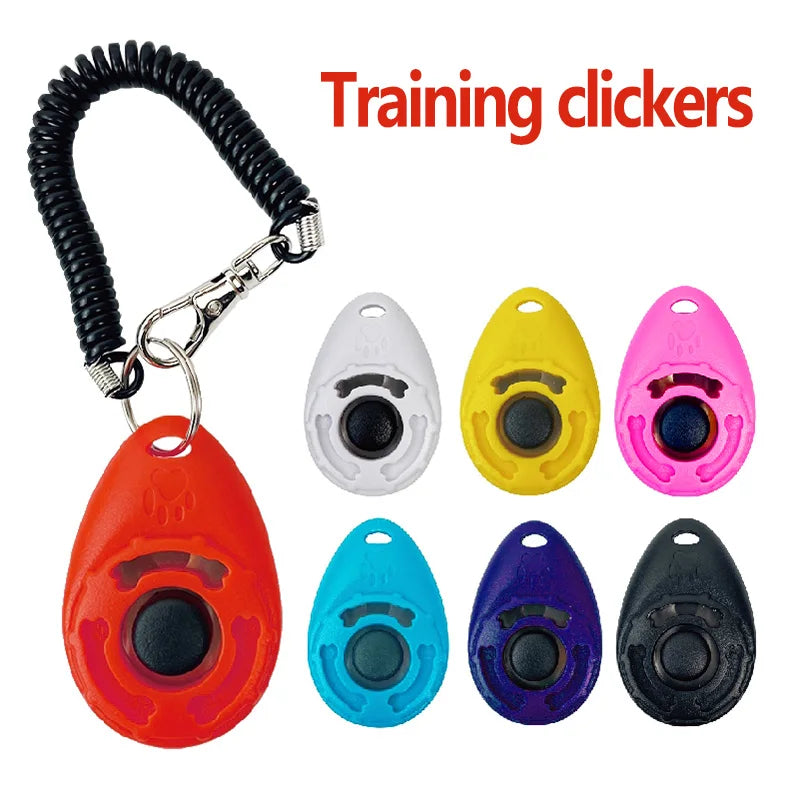 Set of colorful dog training clickers with keychain attachment for effective pet training