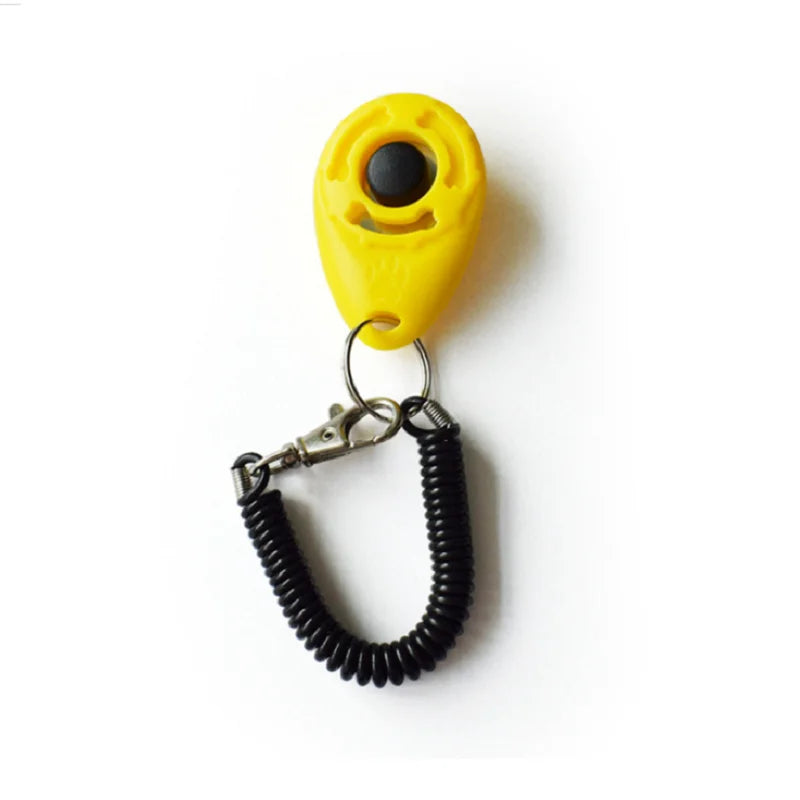 VaultHaus Yellow Dog Training Clicker with Keychain and Coil Wrist Strap for Easy Access