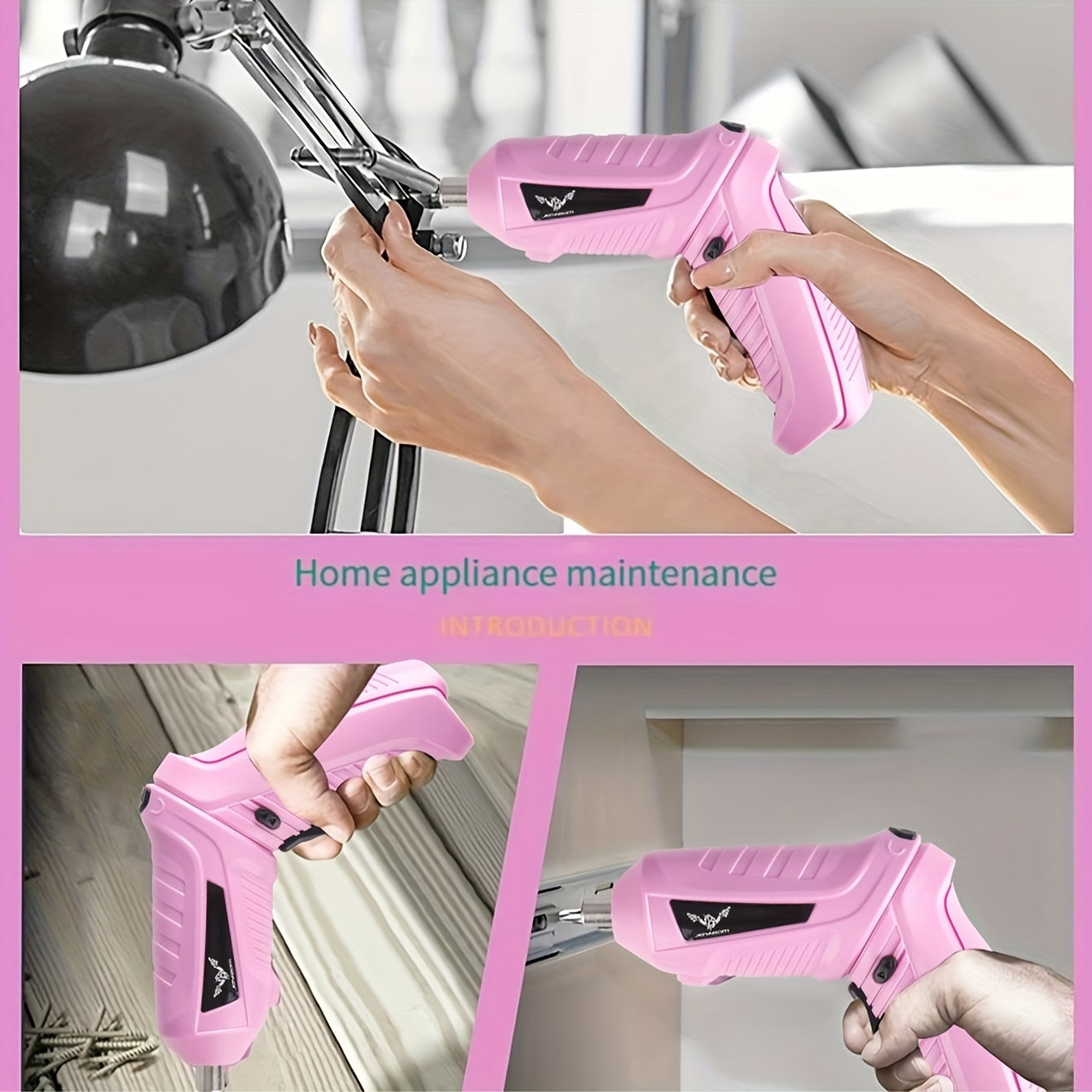 Pink electric screwdriver set ideal for home appliance maintenance with ergonomic grip and easy use