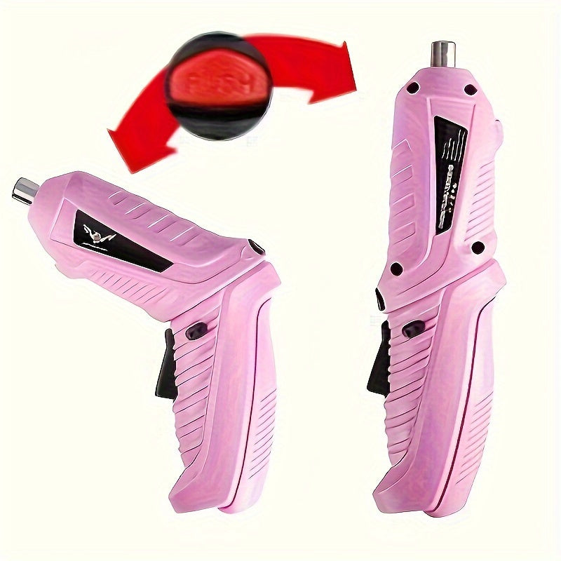 VaultHaus pink electric screwdriver set with ergonomic design and reverse rotation button for easy use