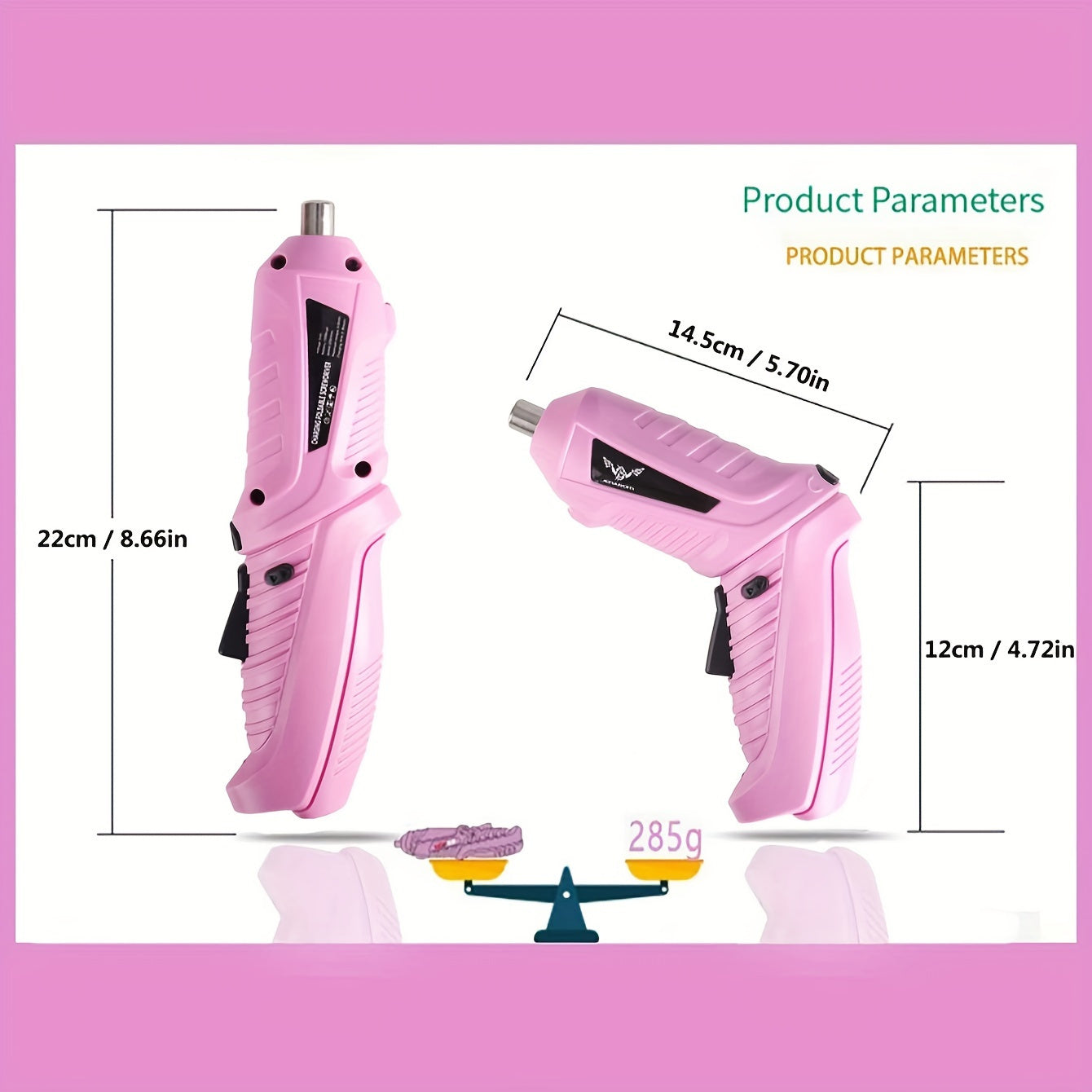 VaultHaus pink electric screwdriver set featuring an ergonomic design for easy handling and precision