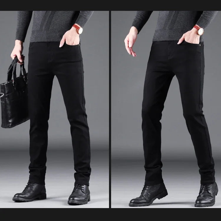 VaultHaus spring autumn men's jeans in black, featuring a slim fit and stylish design for a modern look