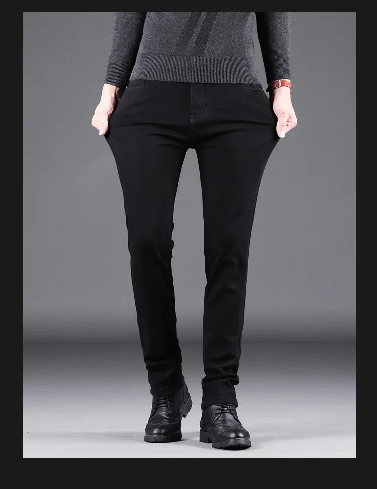 VaultHaus spring autumn men's jeans in trendy black with a slim fit design for a stylish look