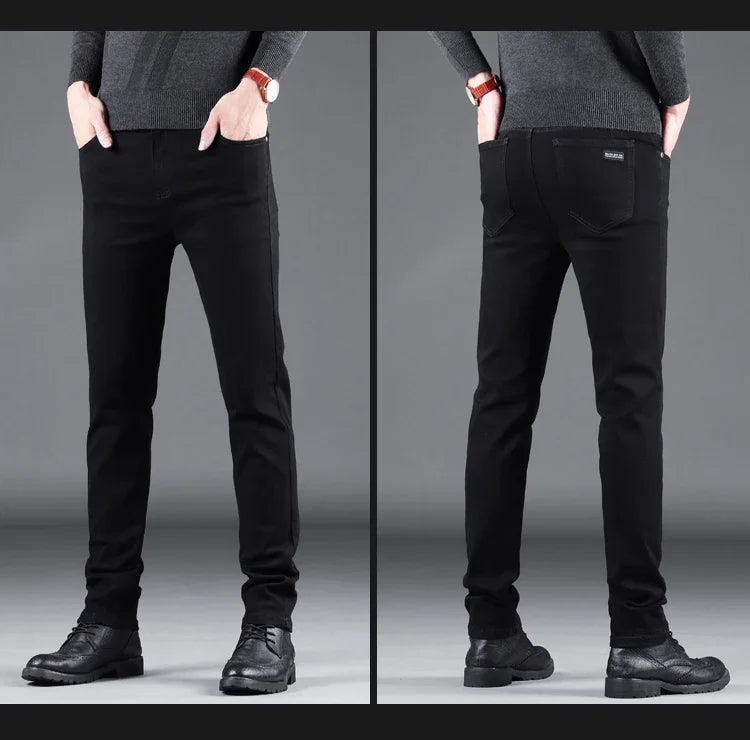 VaultHaus spring autumn men's jeans in black with a slim fit design for a stylish look