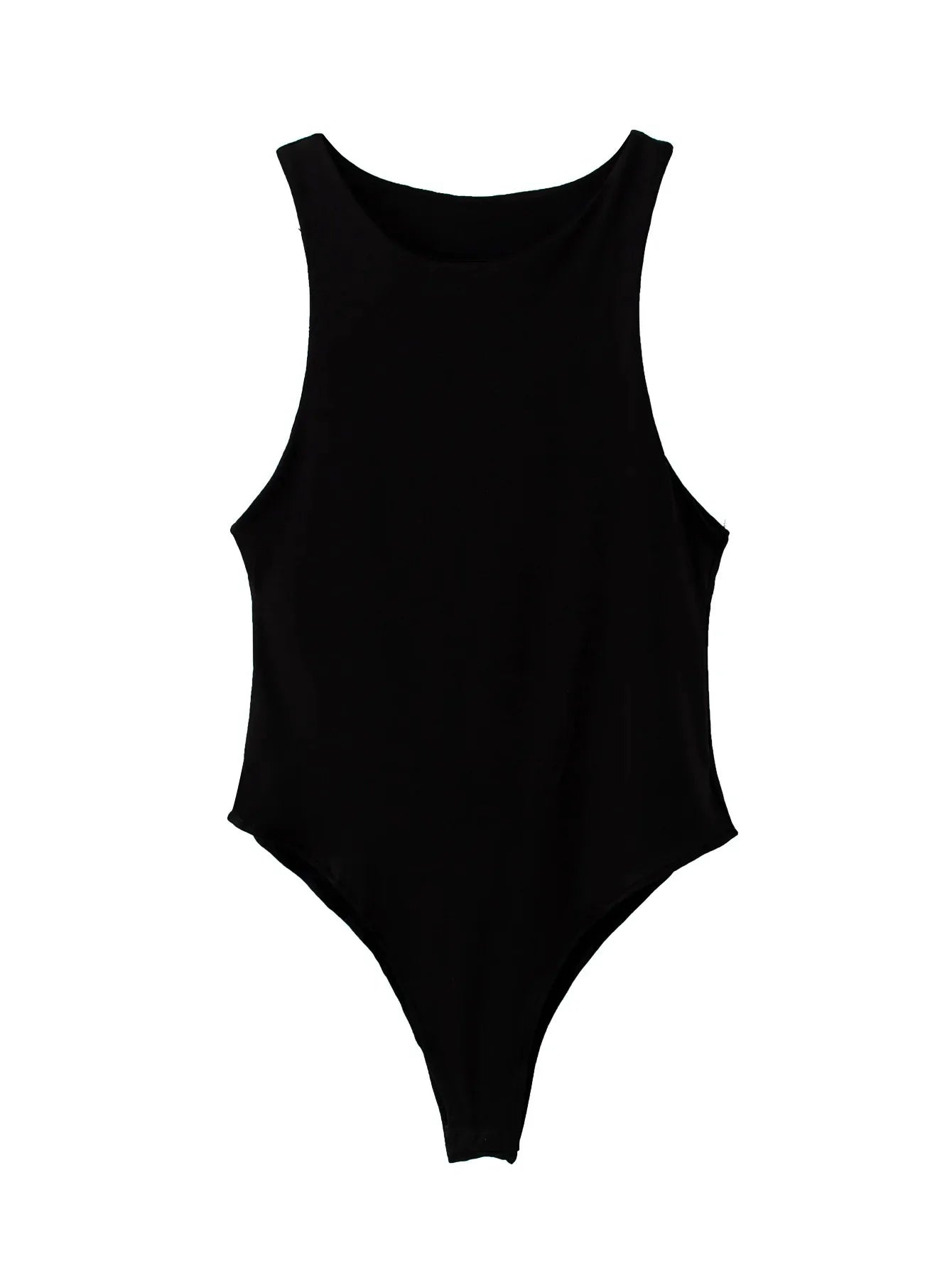 VaultHaus Black Summer Slim Bodysuit with Racerback Style for a Chic Look
