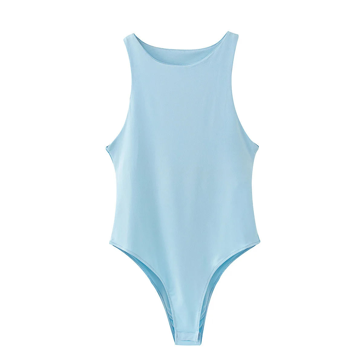 Light blue summer slim bodysuit with a sleek design perfect for warm weather outfits