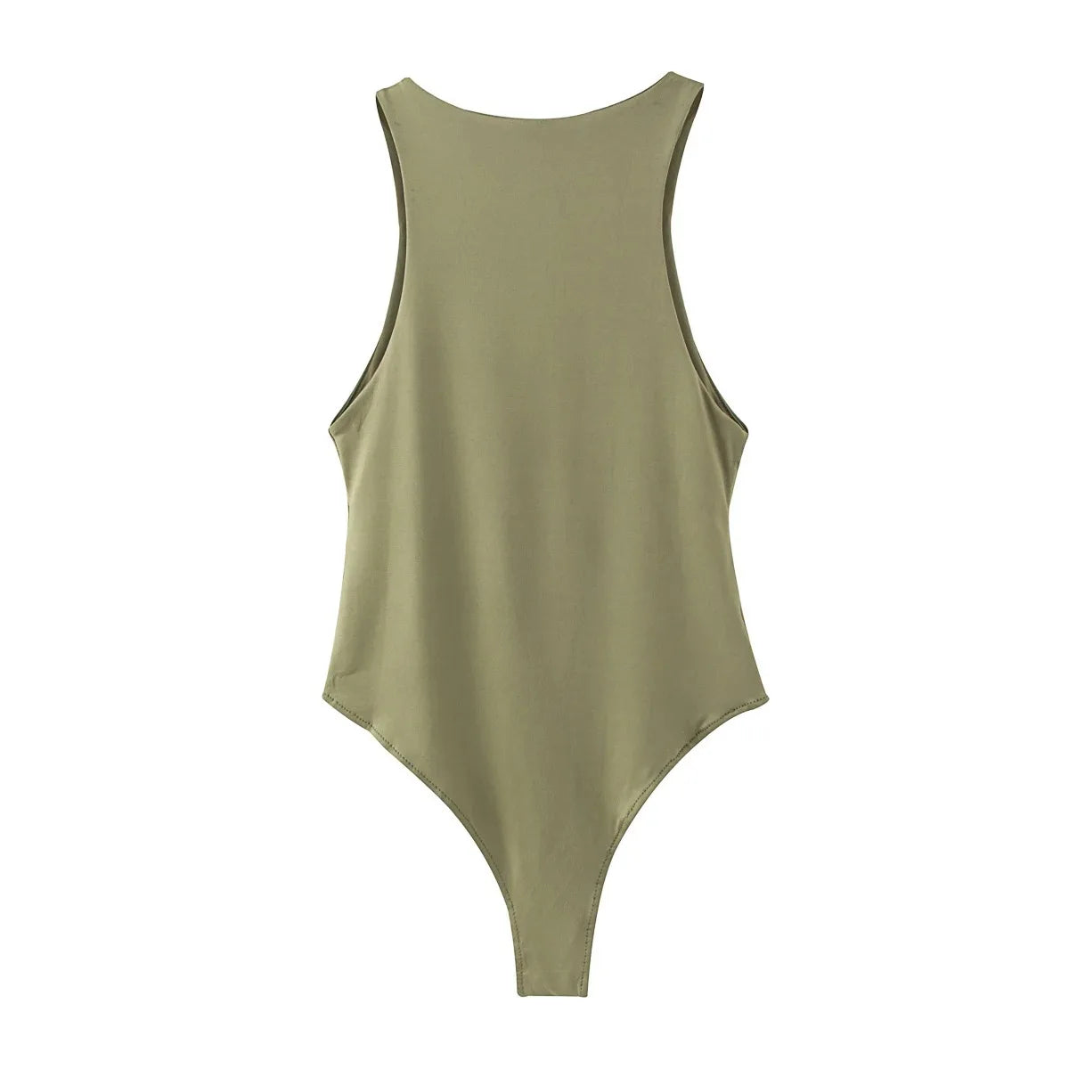 Olive Green Summer Slim Bodysuit with Racerback Design for Stylish Summer Outfits