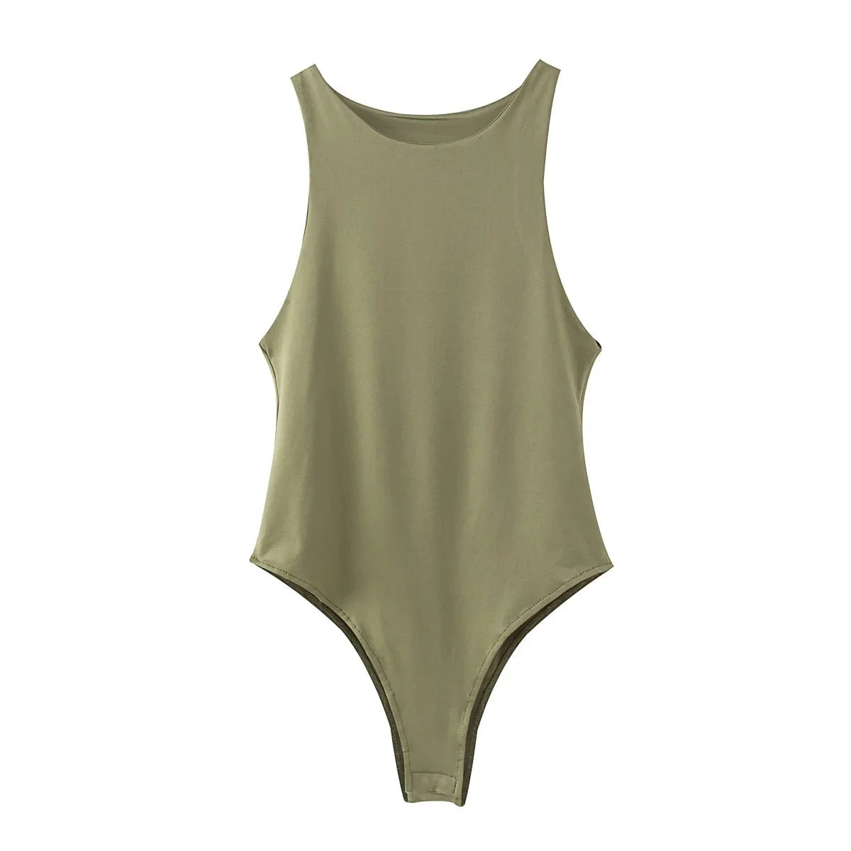 VaultHaus Summer Slim Bodysuit in Olive Green for Comfortable and Stylish Summer Wear