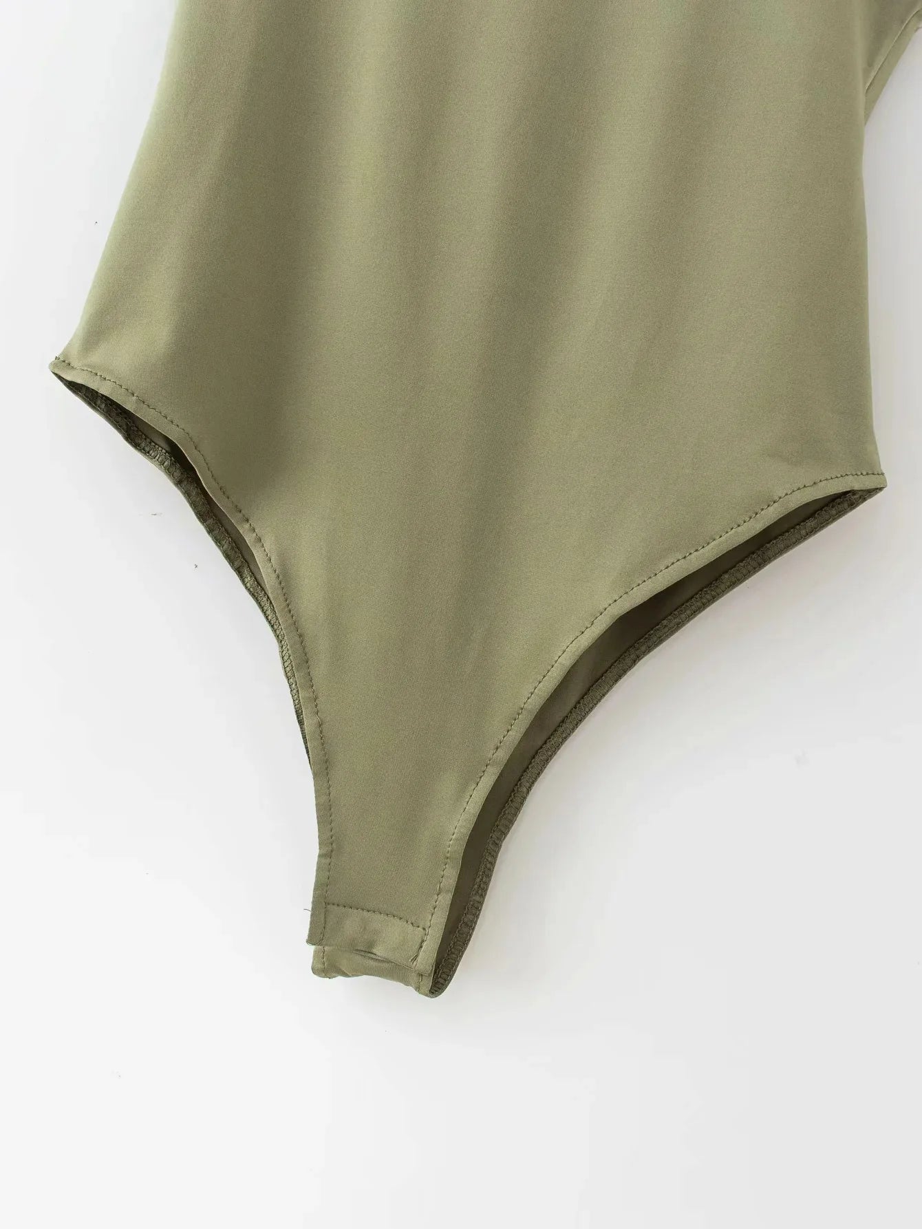 Olive Green VaultHaus Summer Slim Bodysuit with a Chic Cut for Effortless Style