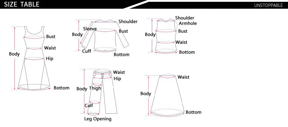 Size guide for VaultHaus summer slim bodysuit with measurements for bust, waist, and hip