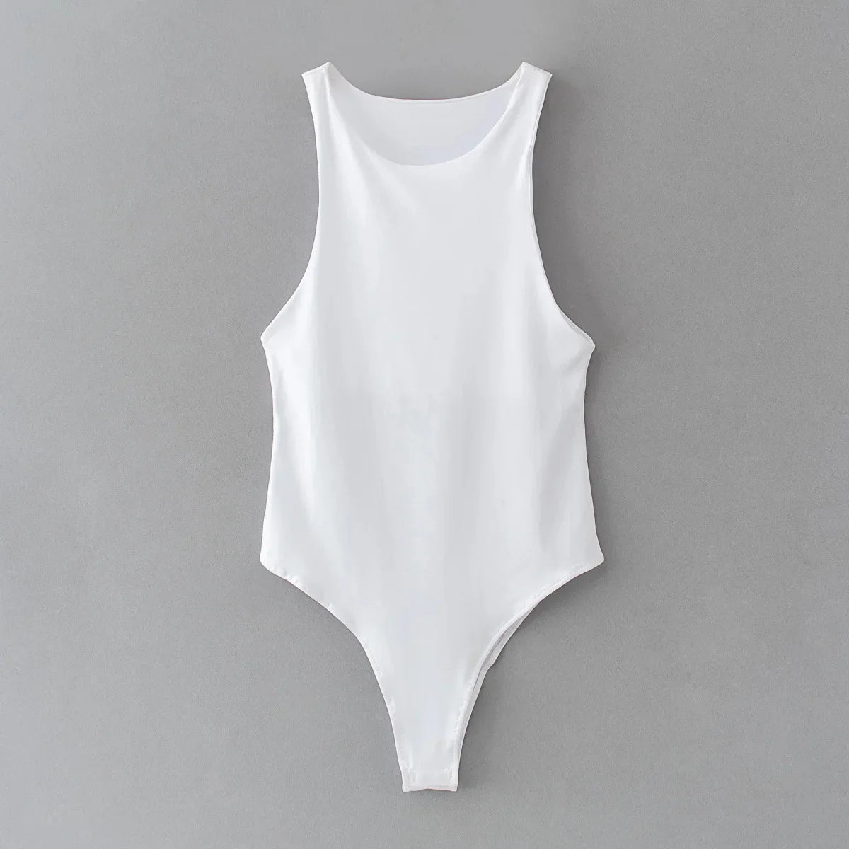 VaultHaus Summer Slim Bodysuit in White, perfect for stylish summer outfits and casual wear