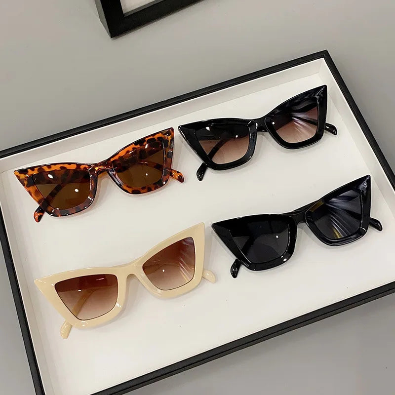 VaultHaus vintage cat eye sunglasses for women in tortoiseshell black and cream colors